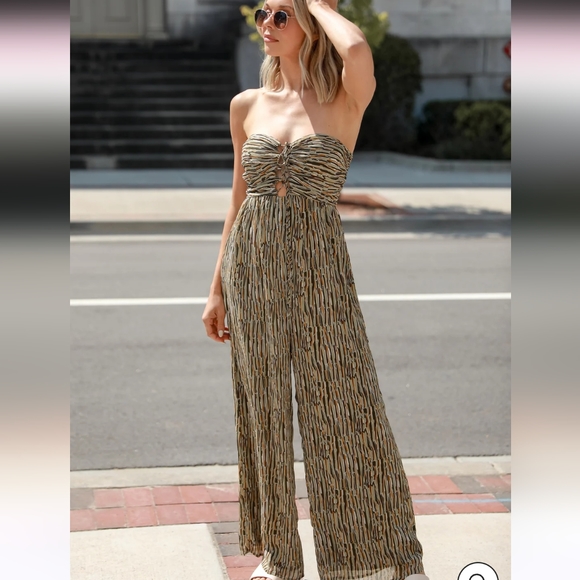 NWT Lush Jumpsuit-Olive/Mustard Beach lightweight.sz small - Picture 4 of 13